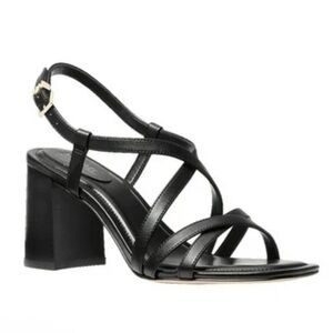 Intentionally Blank Naples Black Leather Heeled Sandals Size 37 / 6.5-7